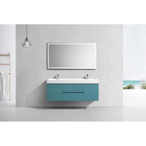 Kubebath BSL60D Bliss 59 Inch Wall Mount Double Sink Bath Vanity