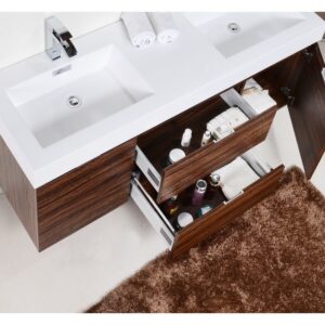 Kubebath BSL60D Bliss 59 Inch Wall Mount Double Sink Bath Vanity