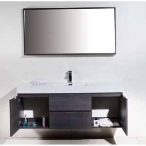 Kubebath BSL60S Bliss 59 Inch Wall Mount Single Sink Bath Vanity