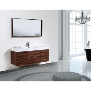 Kubebath BSL60S Bliss 59 Inch Wall Mount Single Sink Bath Vanity