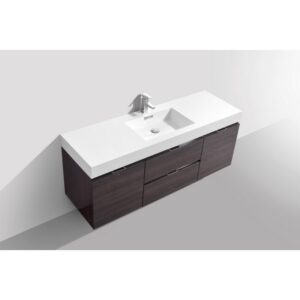 Kubebath BSL60S Bliss 59 Inch Wall Mount Single Sink Bath Vanity