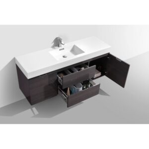 Kubebath BSL60S Bliss 59 Inch Wall Mount Single Sink Bath Vanity