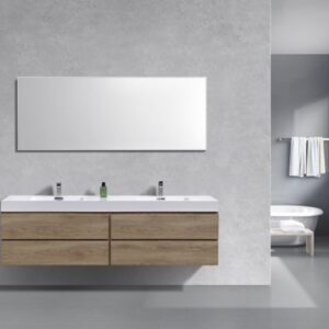 Kubebath BSL72D-BTN Bliss 72 Inch Double  Sink Butternut Wall Mount Modern Bathroom Vanity