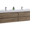 Kubebath BSL80D-BTN Bliss 80 Inch Double  Sink Butternut Wall Mount Modern Bathroom Vanity