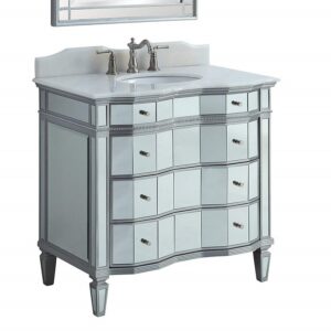 Chans Furniture BWV-025/36 Ashley 36 Inch Silver Mirrored Bathroom Sink Vanity