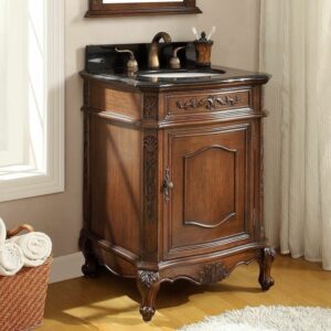 Chans Furniture BWV-047GT Debellis 24 Inch Brown Petite Powder Room Bathroom Sink Vanity