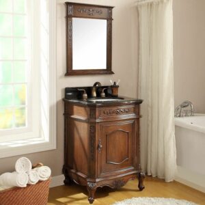 Chans Furniture BWV-047GT Debellis 24 Inch Brown Petite Powder Room Bathroom Sink Vanity