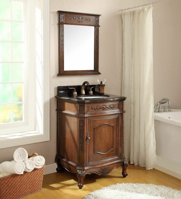 Chans Furniture BWV-047GT Debellis 24 Inch Brown Petite Powder Room Bathroom Sink Vanity