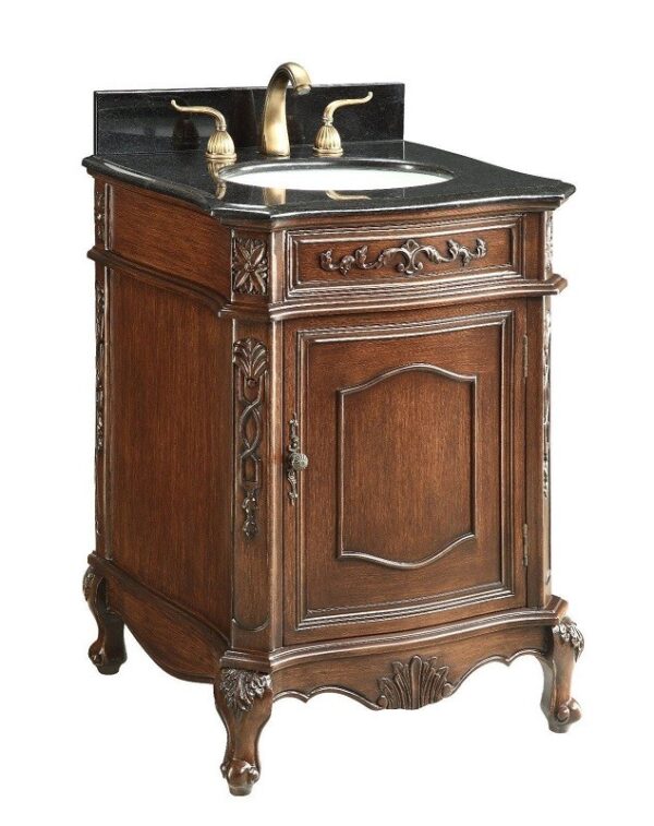 Chans Furniture BWV-047GT Debellis 24 Inch Brown Petite Powder Room Bathroom Sink Vanity