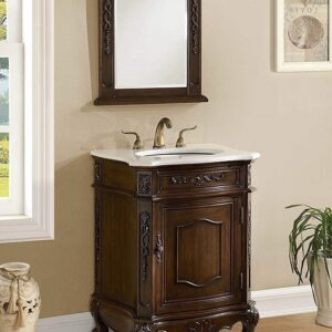 Chans Furniture BWV-047W Debellis 24 Inch Brown Petite Powder Room Debellis Bathroom Sink Vanity