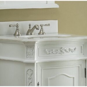 Chans Furniture BWV-049W-AW 24 Inch Classic Petite Powder Room Debellis Bathroom Sink Vanity in Antique White