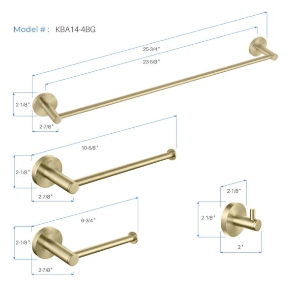 KIBI USA C-KBA14-4 Circular 4-Piece Bathroom Hardware Set