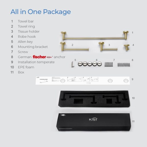 KIBI USA C-KBA14-4 Circular 4-Piece Bathroom Hardware Set