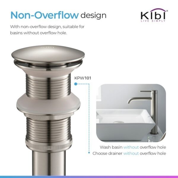 KIBI USA C-KBF1003-KPW101 Cubic 12 3/8 Inch Single Hole Deck Mounted Lead Free Solid Brass Single Handle Bathroom Vanity Sink Faucet with Pop Up Drain