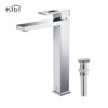 KIBI USA C-KBF1003-KPW101 Cubic 12 3/8 Inch Single Hole Deck Mounted Lead Free Solid Brass Single Handle Bathroom Vanity Sink Faucet with Pop Up Drain