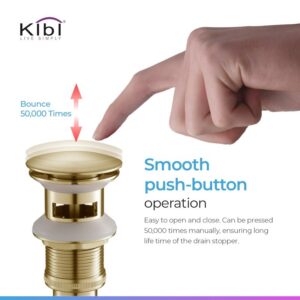 KIBI USA C-KBF1004-KPW100 Waterfall 6 1/8 Inch Single Hole Deck Mounted Solid Brass Single Handle Sink Faucet with Pop Up Drain