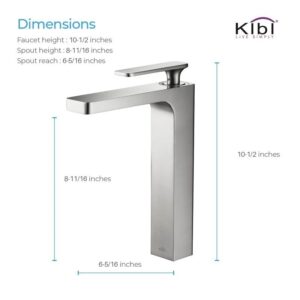 KIBI USA C-KBF1007-KPW101 Infinity 10 1/2 Inch Single Hole Deck Mounted Lead Free Solid Brass Single Handle Bathroom Vanity Sink Faucet with Pop Up Drain