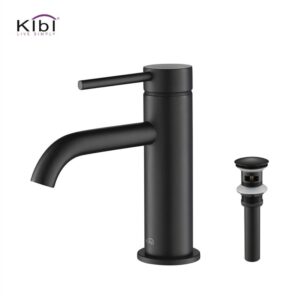 KIBI USA C-KBF1008-KPW100 Circular 6 5/8 Inch Single Hole Deck Mounted Lead Free Solid Brass Single Handle Bathroom Faucet with Pop Up Drain