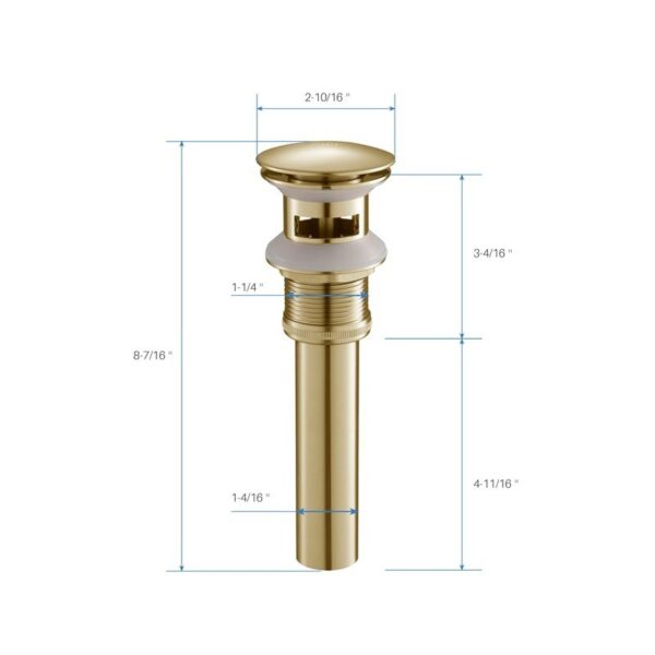 KIBI USA C-KBF1008-KPW100 Circular 6 5/8 Inch Single Hole Deck Mounted Lead Free Solid Brass Single Handle Bathroom Faucet with Pop Up Drain