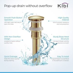 KIBI USA C-KBF1009-KPW101 Circular 11 3/8 Inch Single Hole Deck Mounted Luxury Solid Brass Single Hole Bathroom Vessel Sink Faucet with Pop Up Drain