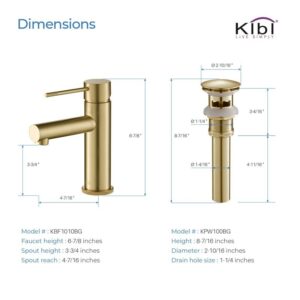 KIBI USA C-KBF1010-KPW100 Circular X 6 7/8 Inch Single Hole Deck Mounted Luxury Solid Brass Single Hole Bathroom Faucet with Pop Up Drain