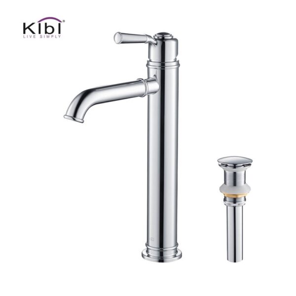 KIBI USA C-KBF1013-KPW101 Victorian 11 1/8 Inch Single Hole Deck Mounted Lead Free Brass Bathroom Vanity Sink Faucet with Pop Up Drain