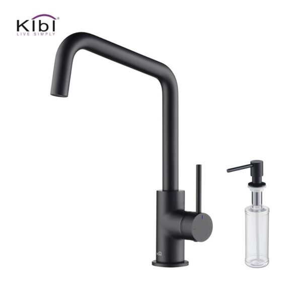 KIBI USA C-KKF2012-KSD100 Macon 13 1/4 Inch Single Hole Deck Mount Single Handle Kitchen Bar or Prep Sink Faucet with Soap Dispenser