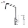 KIBI USA C-KKF2012-KSD100 Macon 13 1/4 Inch Single Hole Deck Mount Single Handle Kitchen Bar or Prep Sink Faucet with Soap Dispenser