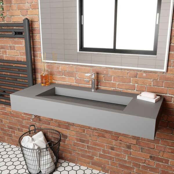 Castello USA CB-GM-2053-48 Pyramid 48 Inch Wall Mounted Counter Top Vessel Bathroom Sink