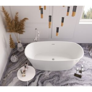 Castello USA CB-GM-8006 Hermosa 70 7/8 Inch Solid Surface Freestanding Bathtub