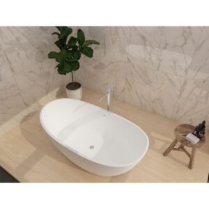 Castello USA CB-GM-8016 Manhattan 64 1/8 Inch Stone Resin Freestanding Bathtub