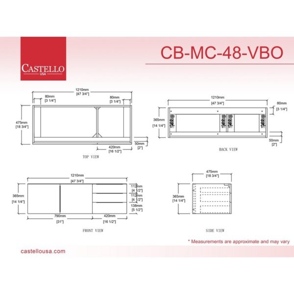 Castello USA CB-ALPINE-48 Alpine 47 3/4 Inch Vanity Base