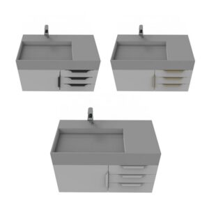 Castello USA CB-AMAZON-36G-SET Amazon 35 Inch Grey Vanity Set with Top