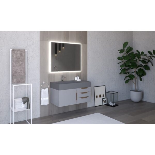 Castello USA CB-AMAZON-36G-SET Amazon 35 Inch Grey Vanity Set with Top