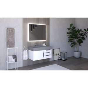 Castello USA CB-AMAZON-36W-SET Amazon 35 Inch White Vanity Set with Top