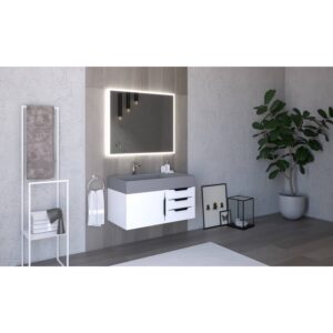 Castello USA CB-AMAZON-36W-SET Amazon 35 Inch White Vanity Set with Top