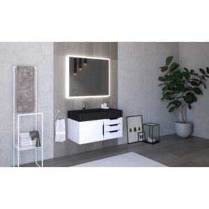 Castello USA CB-AMAZON-36W-SET Amazon 35 Inch White Vanity Set with Top