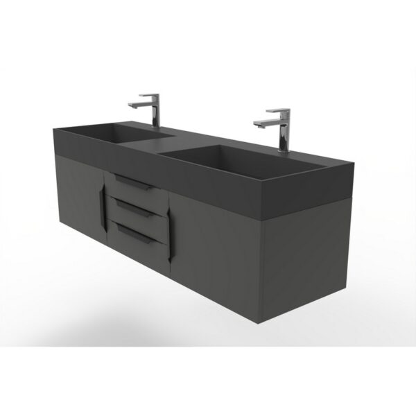 Castello USA CB-AMAZON-60B-SET Amazon 59 1/2 Inch Black Vanity Set with Top