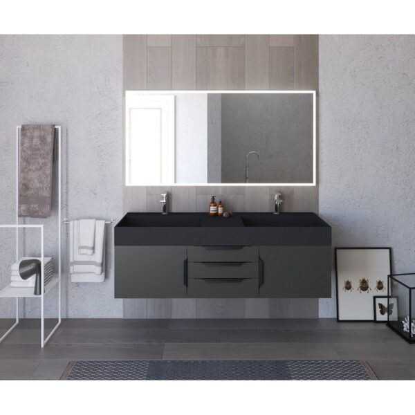 Castello USA CB-AMAZON-60B-SET Amazon 59 1/2 Inch Black Vanity Set with Top