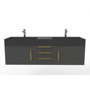 Castello USA CB-AMAZON-60B-SET Amazon 59 1/2 Inch Black Vanity Set with Top