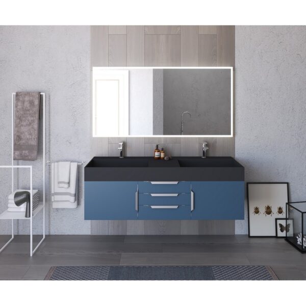 Castello USA CB-AMAZON-60BU-SET Amazon 59 1/2 Inch Blue Vanity Set with Top