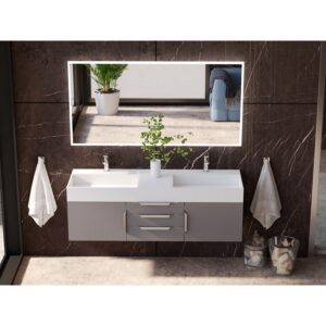 Castello USA CB-AMAZON-60G-SET Amazon 59 1/2 Inch Grey Vanity Set with Top