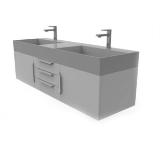 Castello USA CB-AMAZON-60G-SET Amazon 59 1/2 Inch Grey Vanity Set with Top