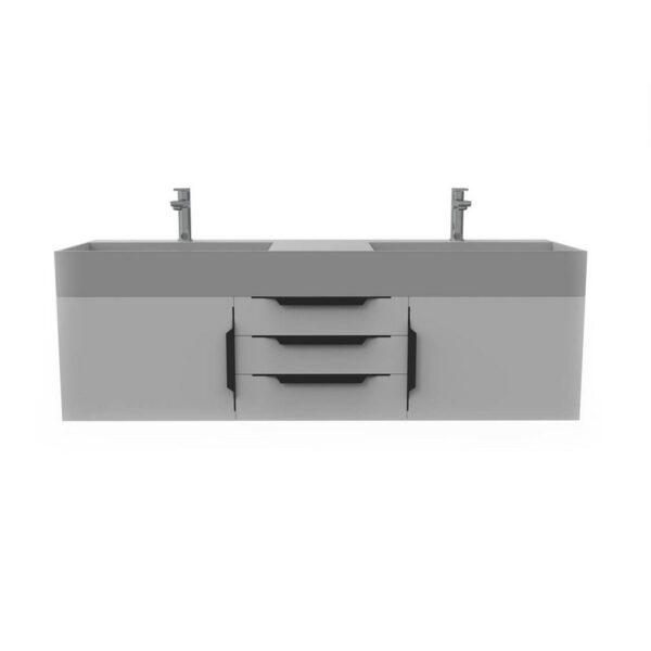 Castello USA CB-AMAZON-60G-SET Amazon 59 1/2 Inch Grey Vanity Set with Top