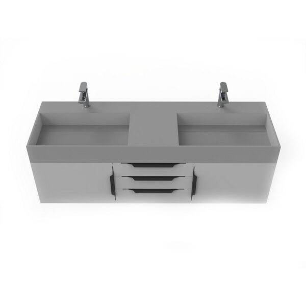 Castello USA CB-AMAZON-60G-SET Amazon 59 1/2 Inch Grey Vanity Set with Top