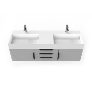 Castello USA CB-AMAZON-60G-SET Amazon 59 1/2 Inch Grey Vanity Set with Top