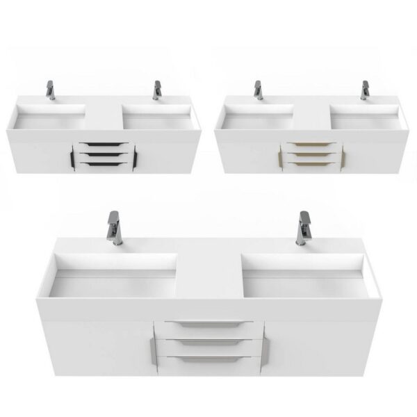 Castello USA CB-AMAZON-60W-SET Amazon 59 1/2 Inch White Vanity Set with Top