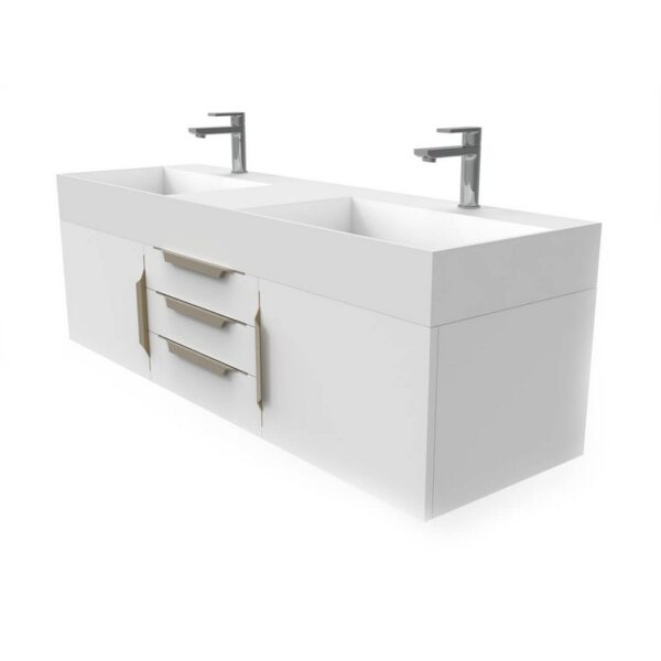 Castello USA CB-AMAZON-60W-SET Amazon 59 1/2 Inch White Vanity Set with Top