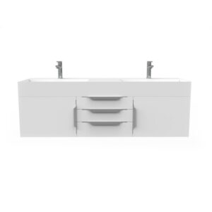 Castello USA CB-AMAZON-60W-SET Amazon 59 1/2 Inch White Vanity Set with Top