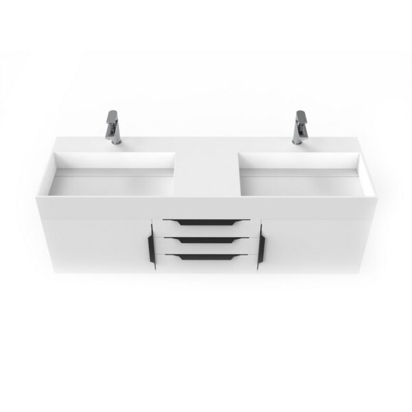 Castello USA CB-AMAZON-60W-SET Amazon 59 1/2 Inch White Vanity Set with Top